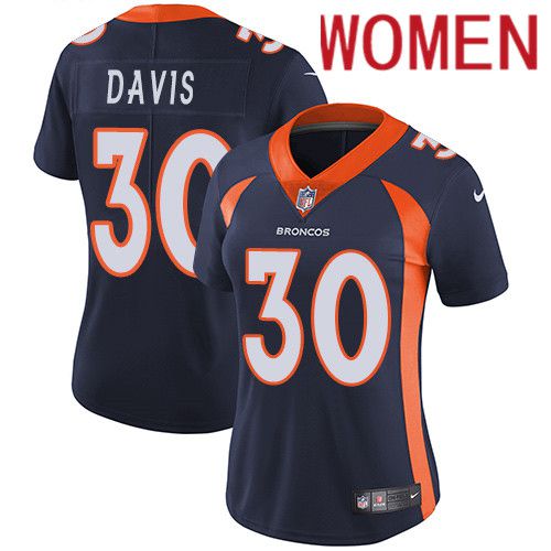 Women Denver Broncos #30 Terrell Davis Navy Blue Nike Vapor Limited NFL Jersey